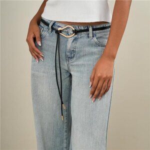 🌿 Boho Leather Rope Belt for Women – Adjustable Tie Waist Belt